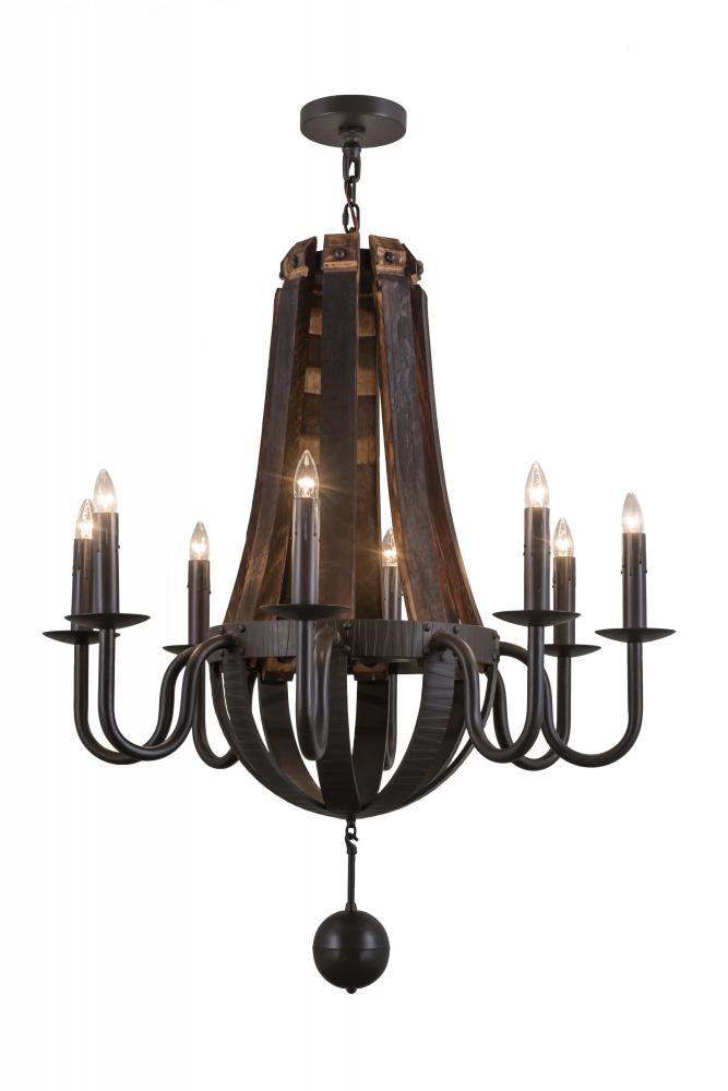 36&#34; Wide Barrel Stave Madera 8 Light Chandelier