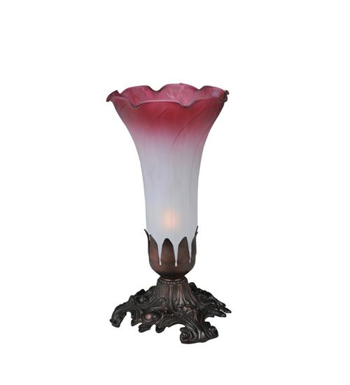 8&#34;H Pink/White Pond Lily Accent Lamp