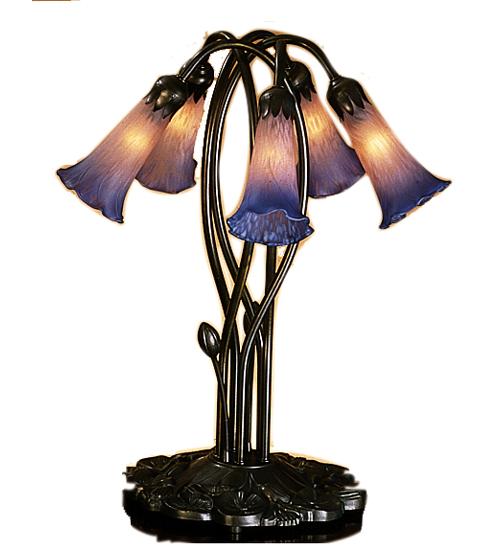 17&#34; High Pink/Blue Pond Lily 5 Light Accent Lamp