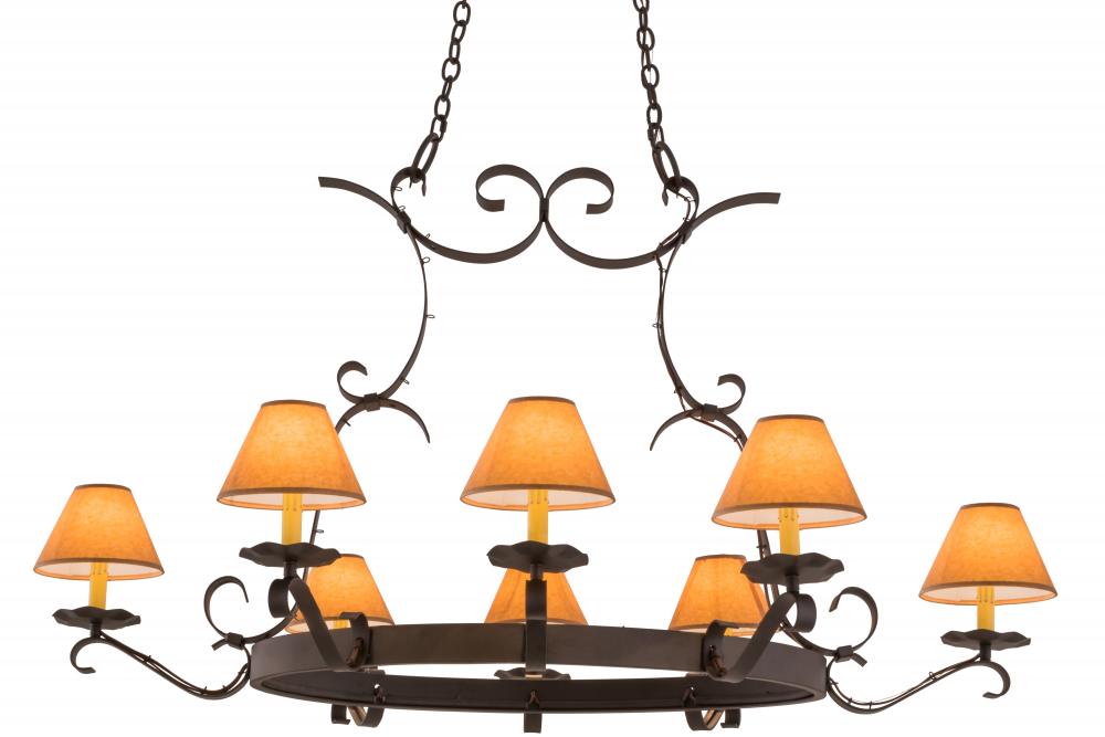 53&#34; Long Handforged 8 Light Oblong Chandelier