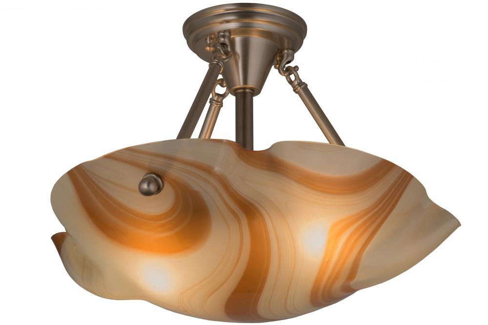 17.5&#34; Wide Metro Fusion Cognac Swirl Semi-Flushmount