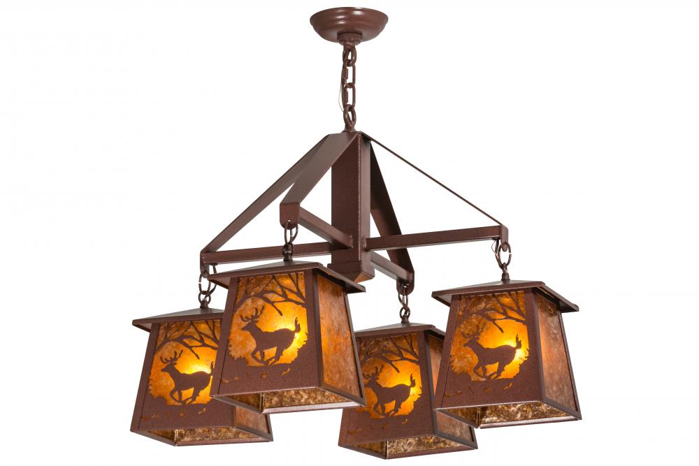 28&#34;W Deer at Dawn 4 LT Chandelier