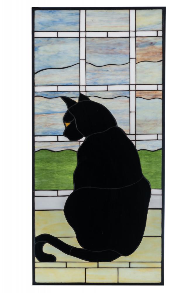 20&#34;W X 42&#34;H Cat in Window Stained Glass Window