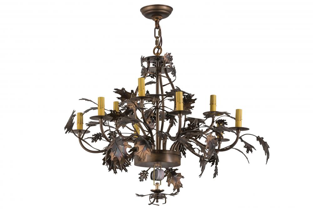 34&#34;W Greenbriar Oak Antique Copper 9 Arm Chandelier Hardware