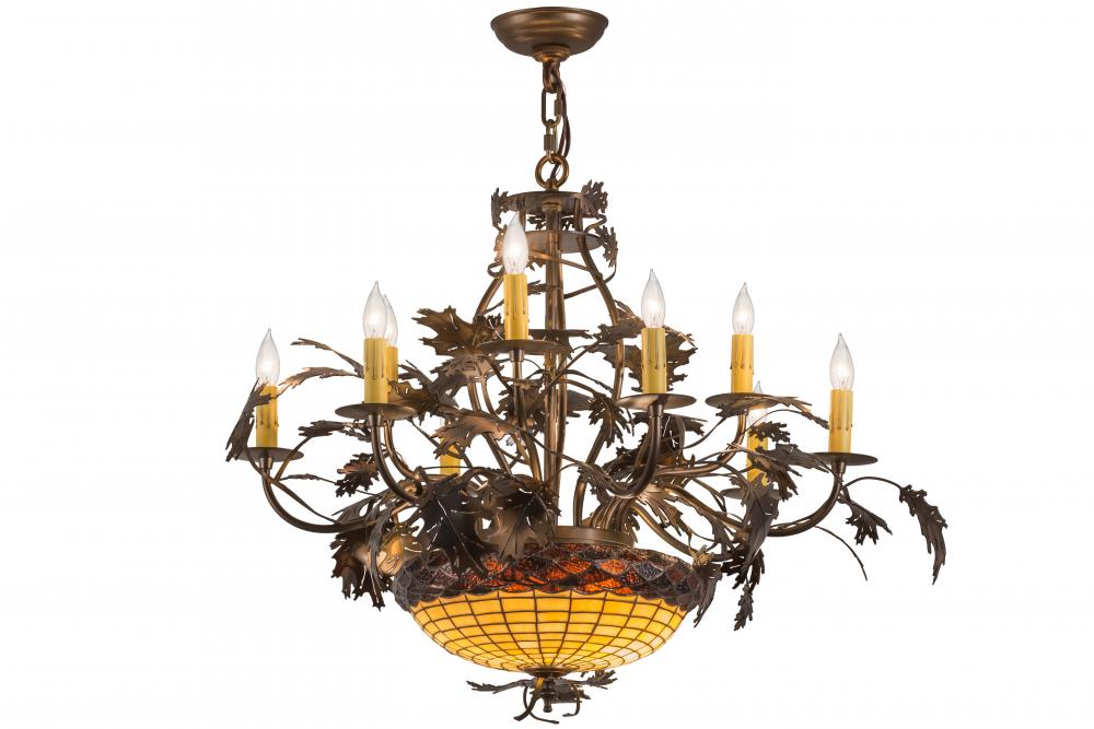 34&#34; Wide Greenbriar Oak 9 Light Chandelier