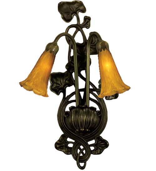 11&#34;W Amber Pond Lily 2 LT Wall Sconce