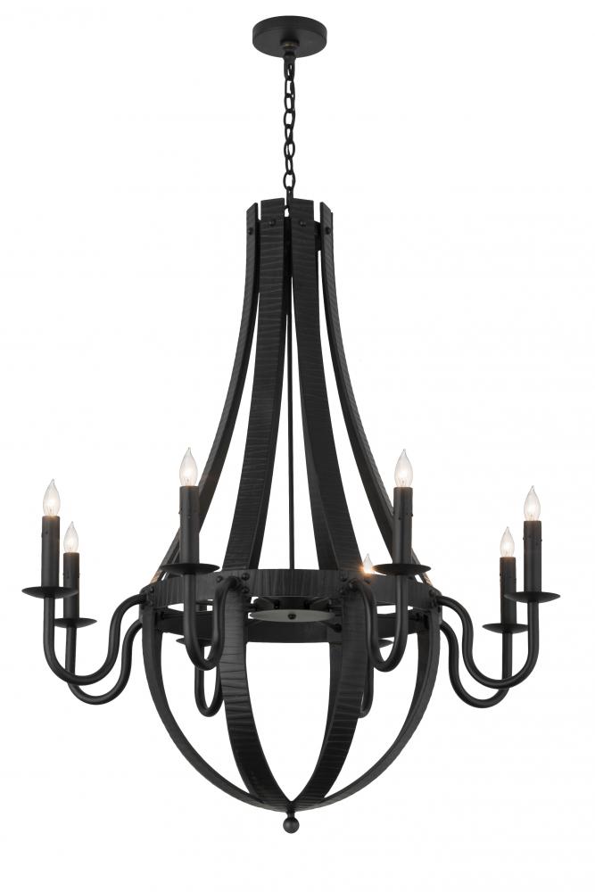 42&#34; Wide Barrel Stave Metallo 8 Light Chandelier