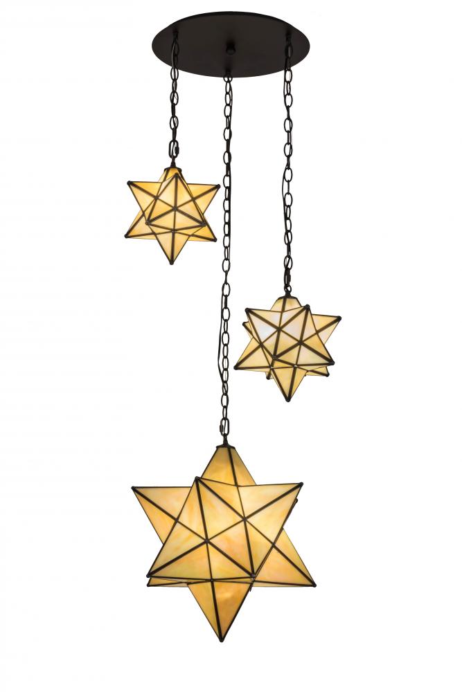 25&#34;W Moravian Star 3 LT Cascading Pendant