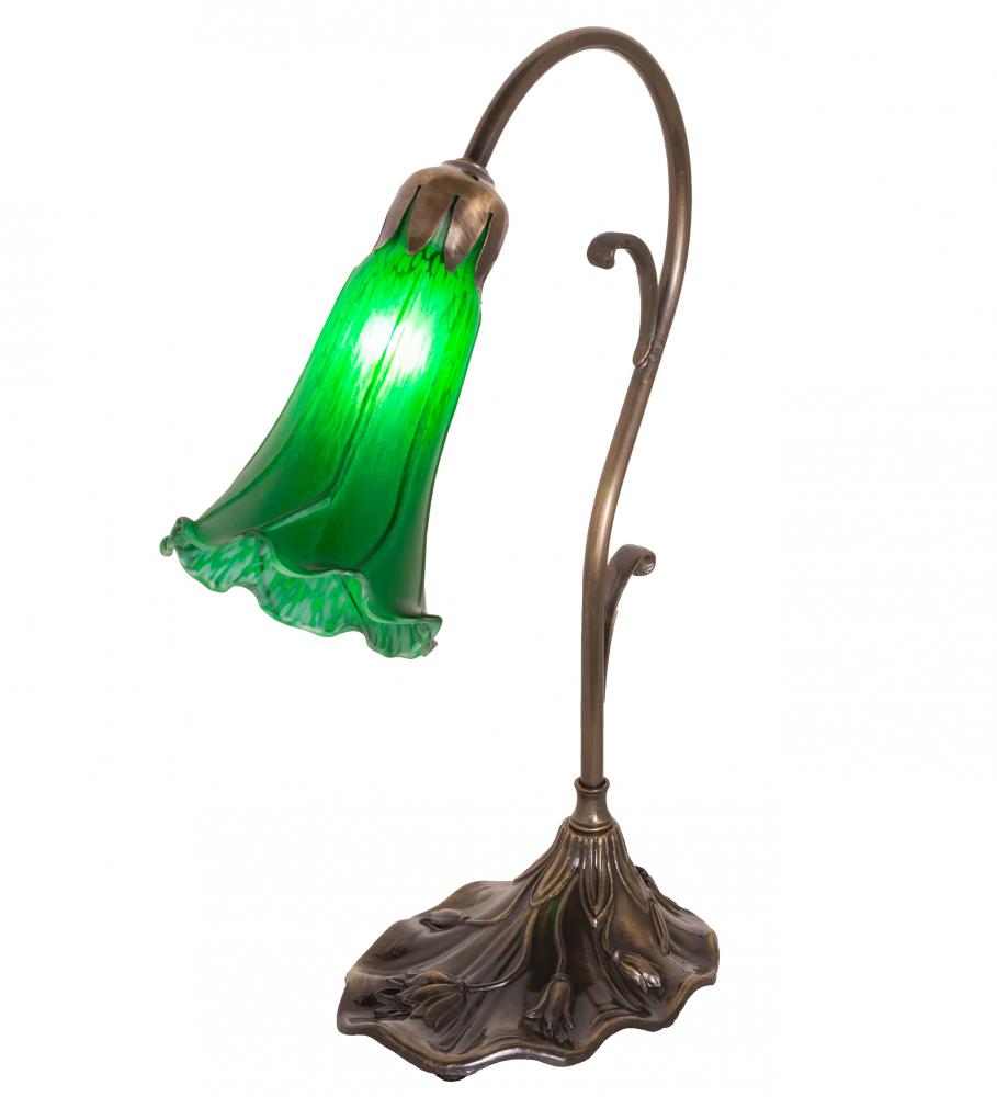 15&#34; High Green Tiffany Pond Lily Accent Lamp