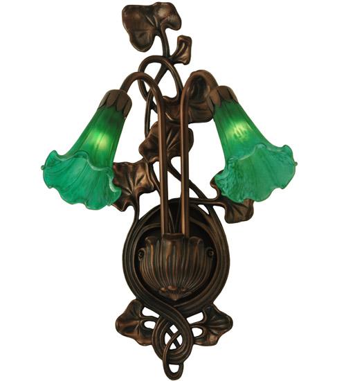 11&#34;W Green Pond Lily 2 LT Wall Sconce