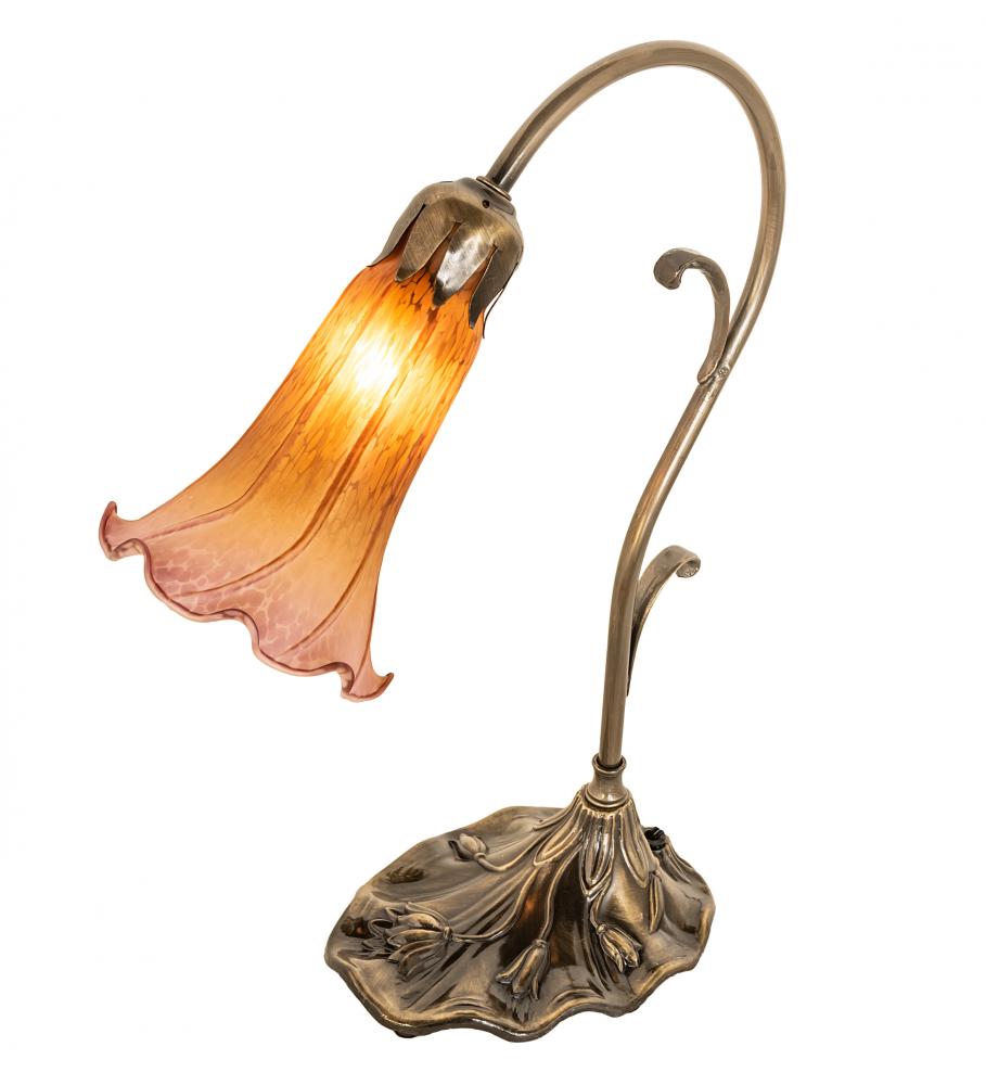 15&#34; High Amber/Purple Tiffany Pond Lily Accent Lamp