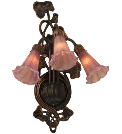 10.5&#34;W Lavender Pond Lily 3 Lt Wall Sconce