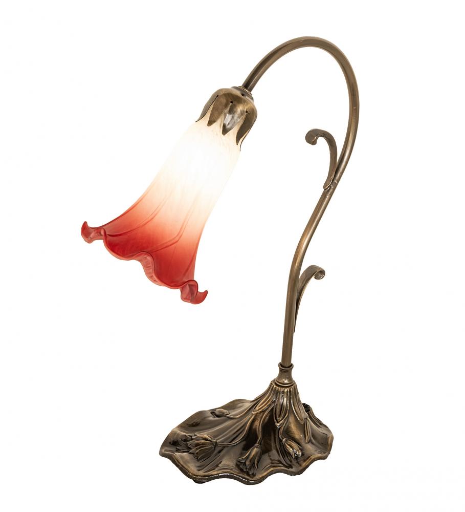 15&#34; High Pink/White Tiffany Pond Lily Accent Lamp