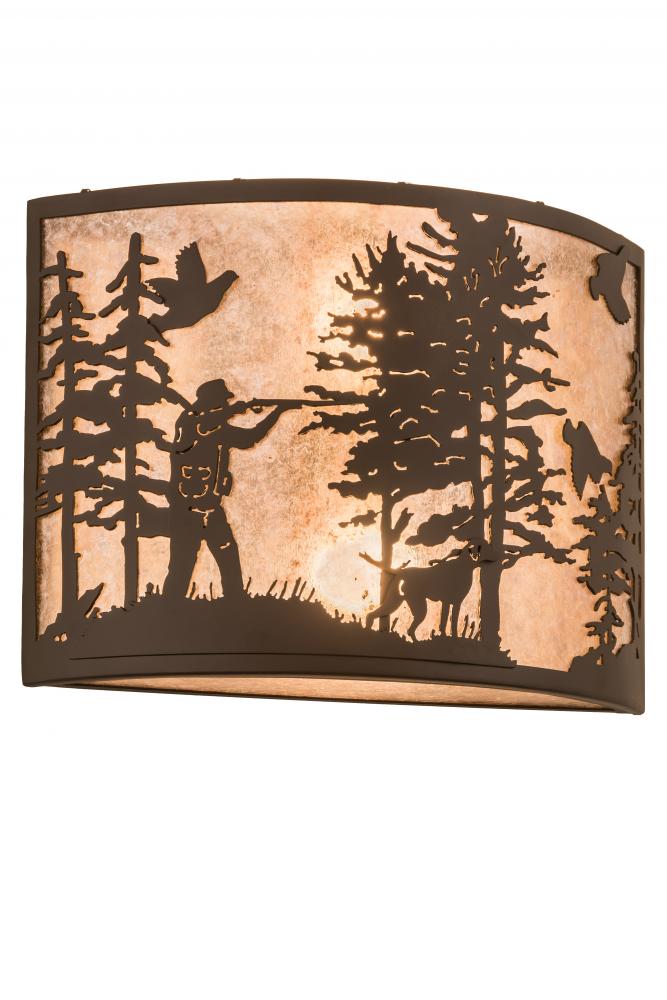 16&#34; Wide Quail Hunter W/Dog Wall Sconce