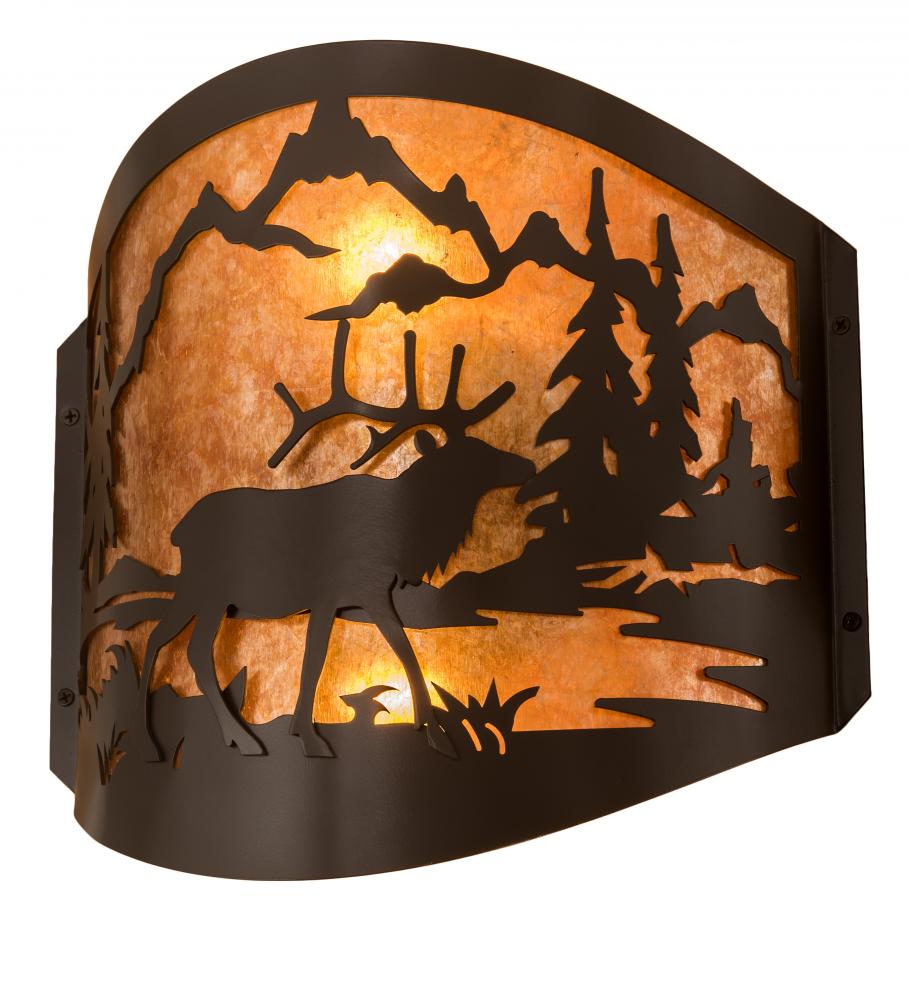 11&#34; Wide Elk at Lake Wall Sconce