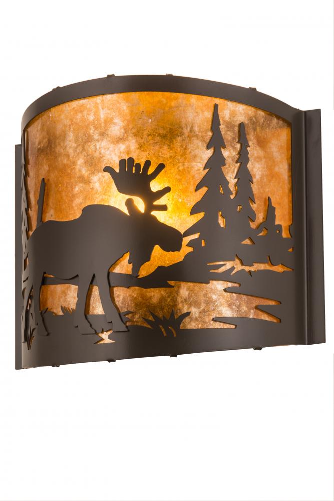 12&#34; Wide Moose at Lake Wall Sconce