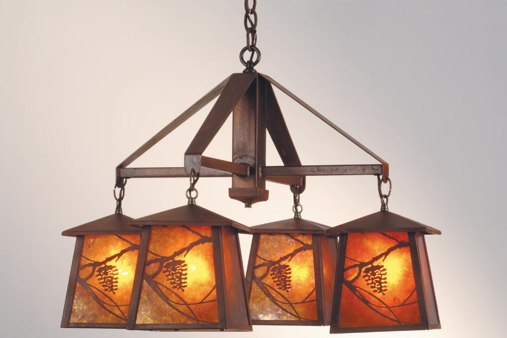 28&#34; Wide Whispering Pines 4 LT Chandelier