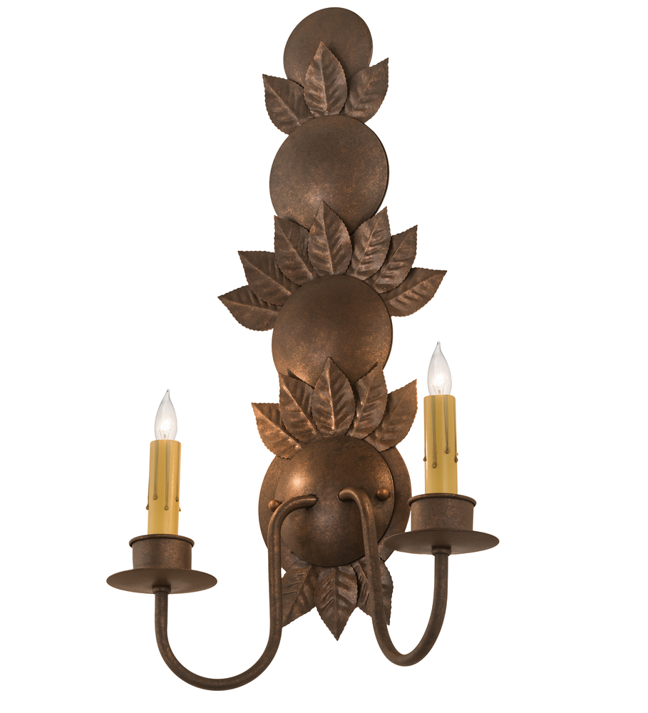 12&#34; Wide Tole Leaf 2 LT Wall Sconce