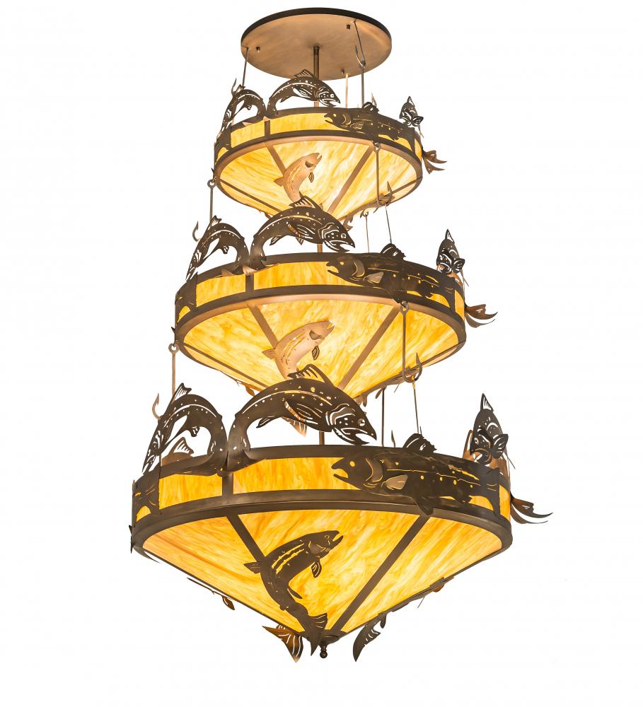 58&#34; Wide Catch of the Day Trout 3 Tier Chandelier