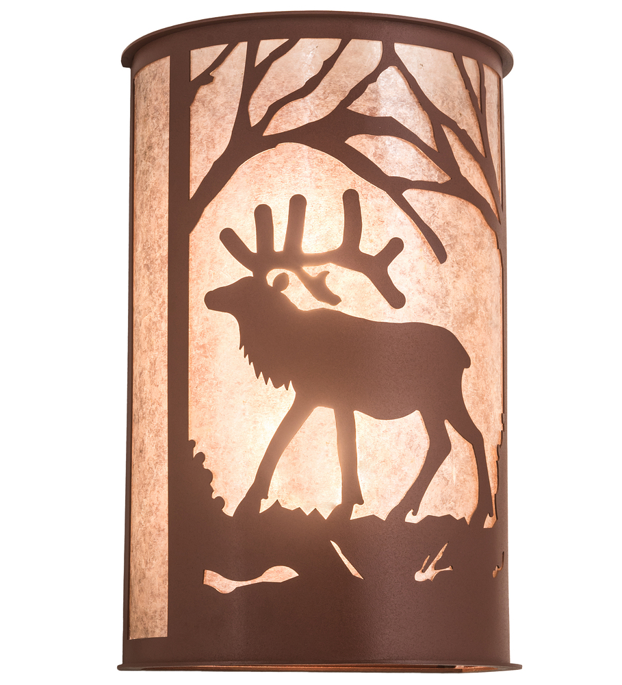 12&#34; Wide Elk at Dawn Wall Sconce