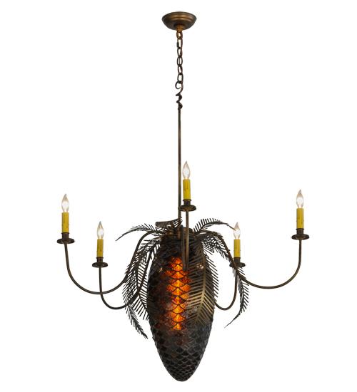 36&#34;W Pinecone 5 Arm Chandelier