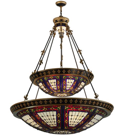 44&#34;W Fleur-de-lis 2 Tier Inverted Pendant