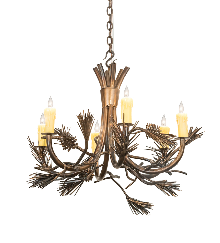 29&#34; Wide Woodland Pine 6 Light Chandelier