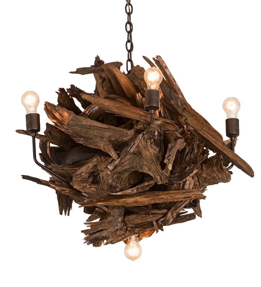 30&#34; Wide Driftwood 6 Light Chandelier