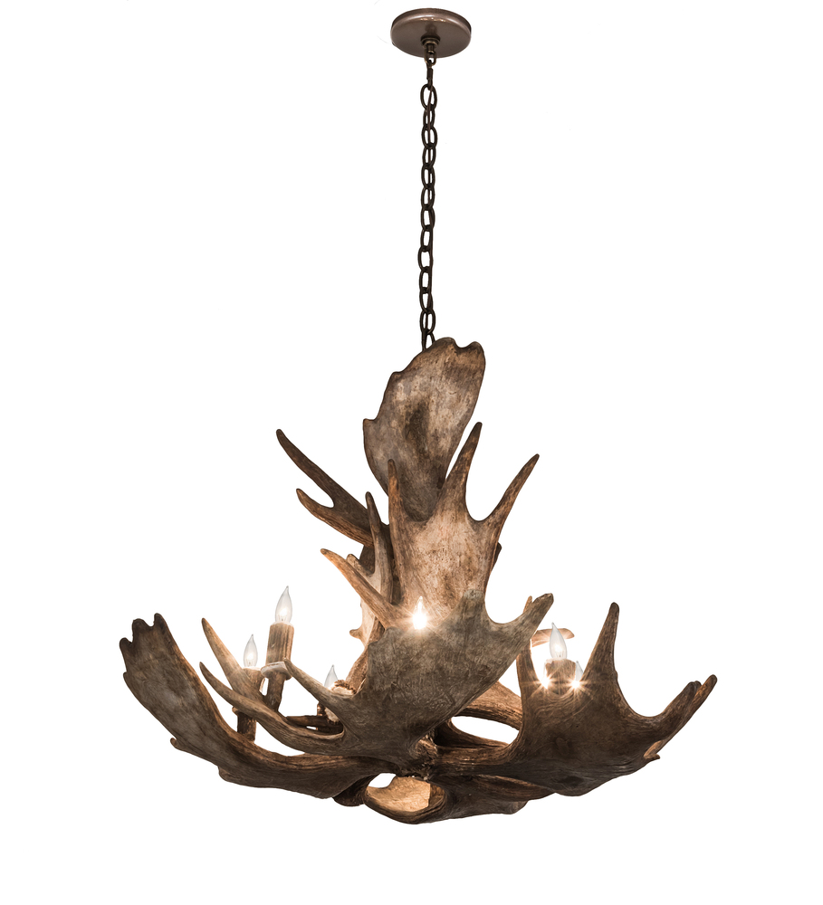 33&#34; Wide Antlers Moose 10 Light Chandelier