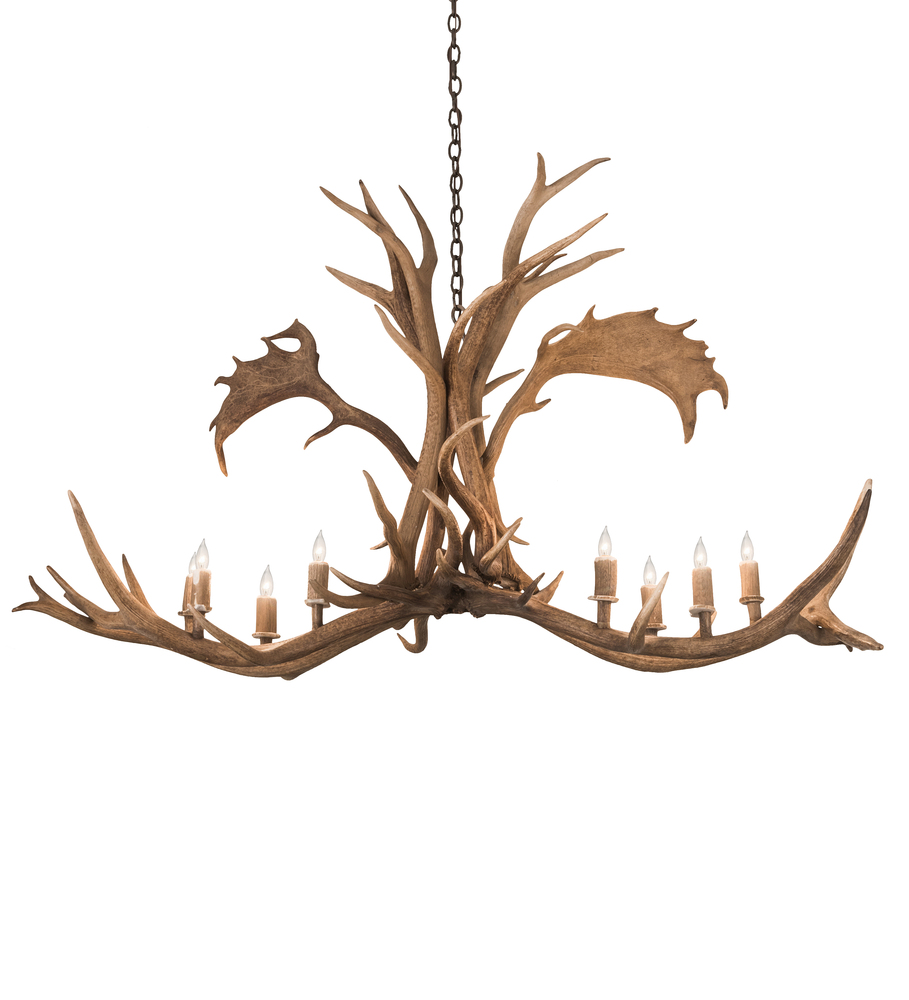 64&#34; Long Antlers Elk & Fallow Deer 8 Light Chandelier