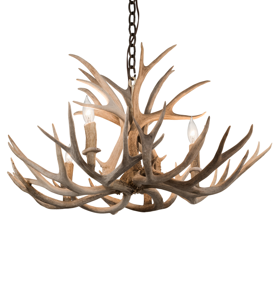 30&#34; Wide Antlers Mule Deer 4 Light Chandelier