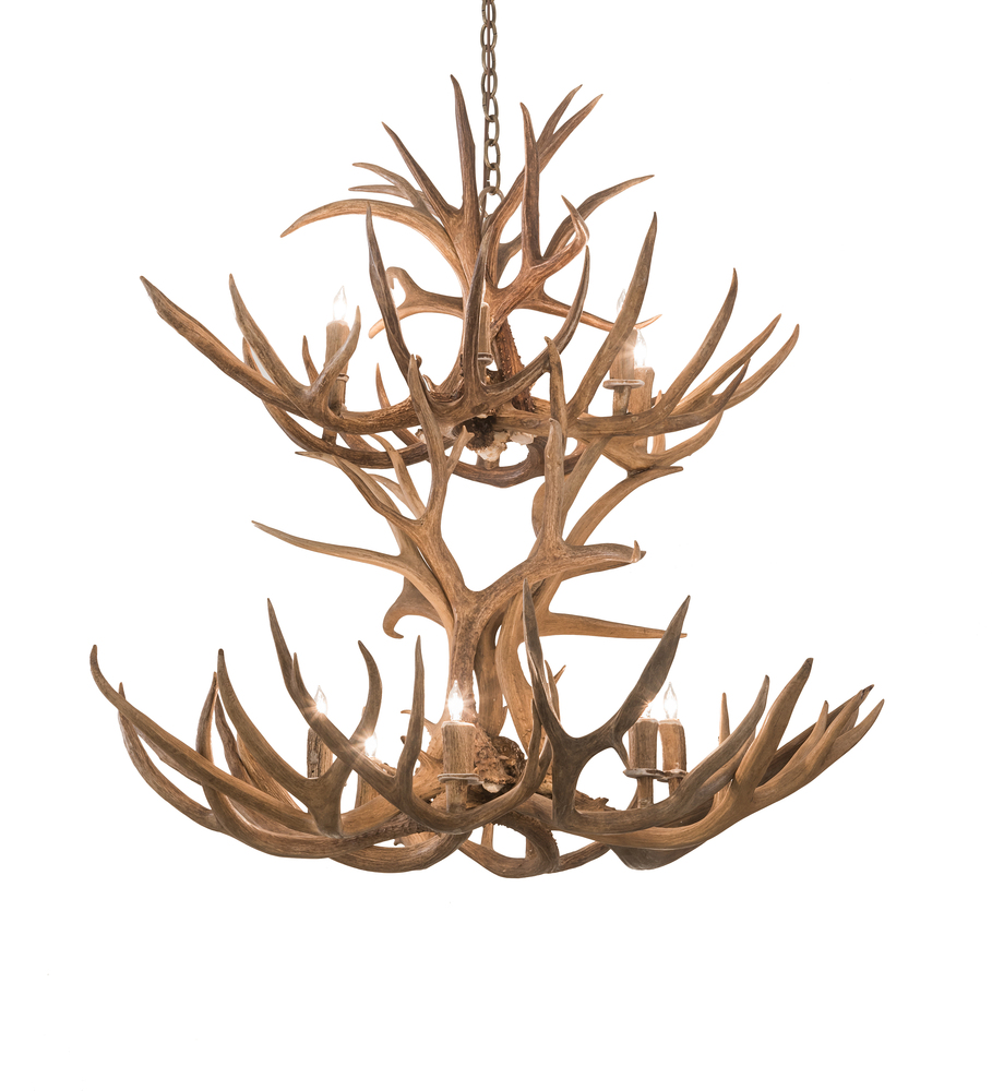 42&#34; Wide Antlers Mule Deer 12 Light Chandelier