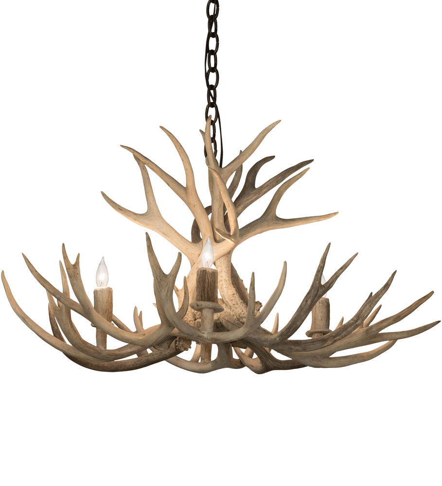 32&#34; Wide Antlers Mule Deer 4 Light Chandelier