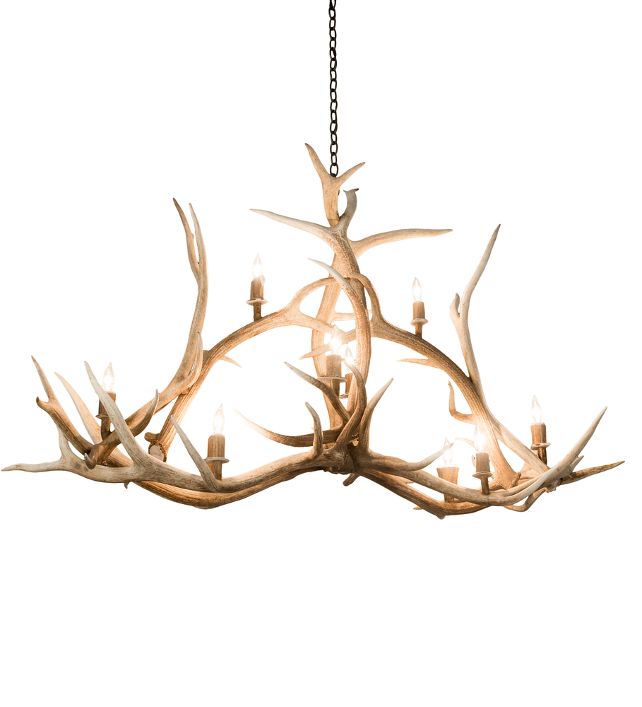 66.5&#34; Long Antlers Elk 10 Light Oblong Chandelier