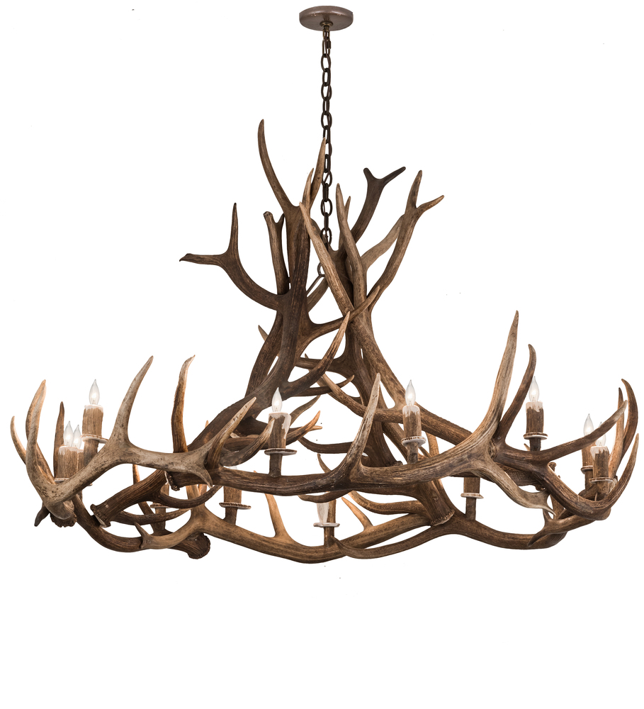 56&#34; Wide Antlers Elk 12 LT Chandelier