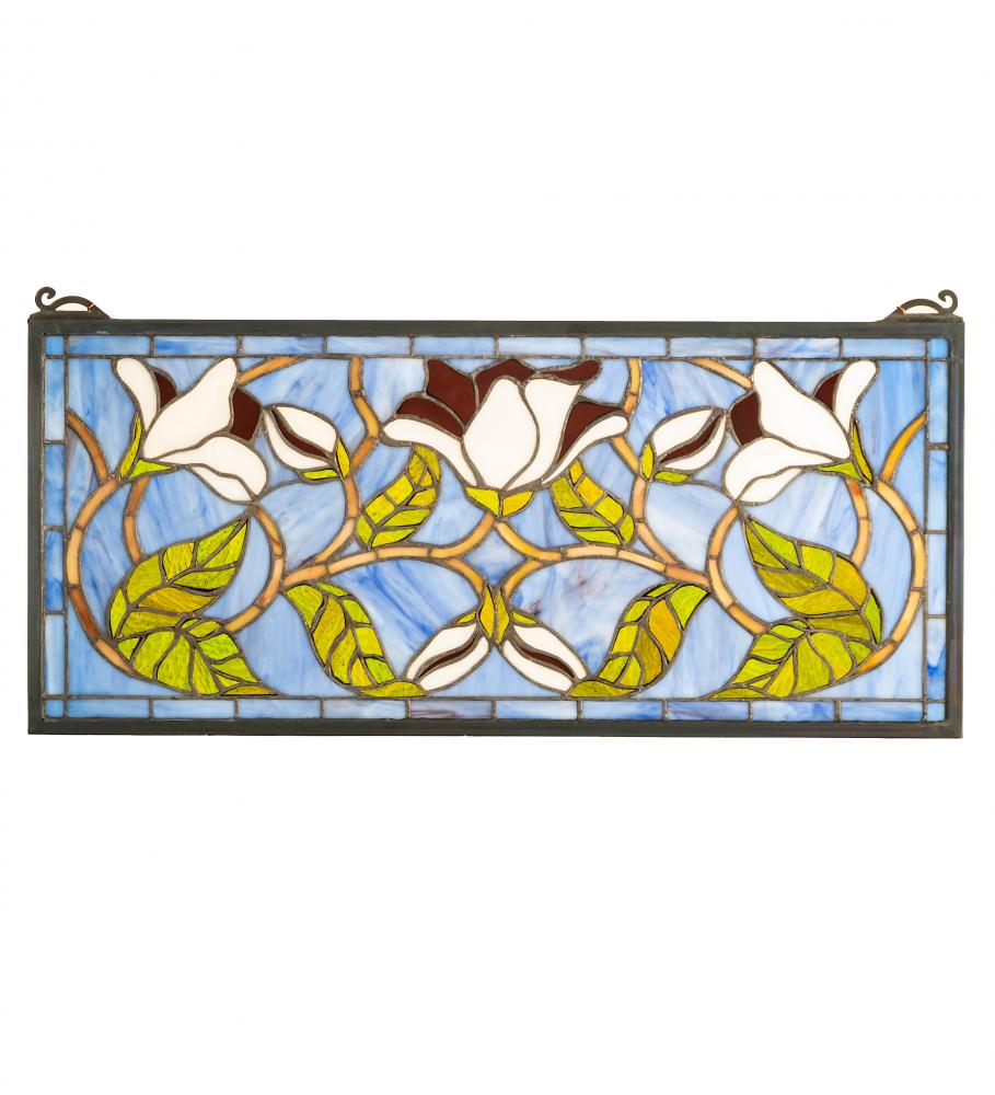 25&#34; Wide X 11&#34; High Magnolia Stained Glass Window