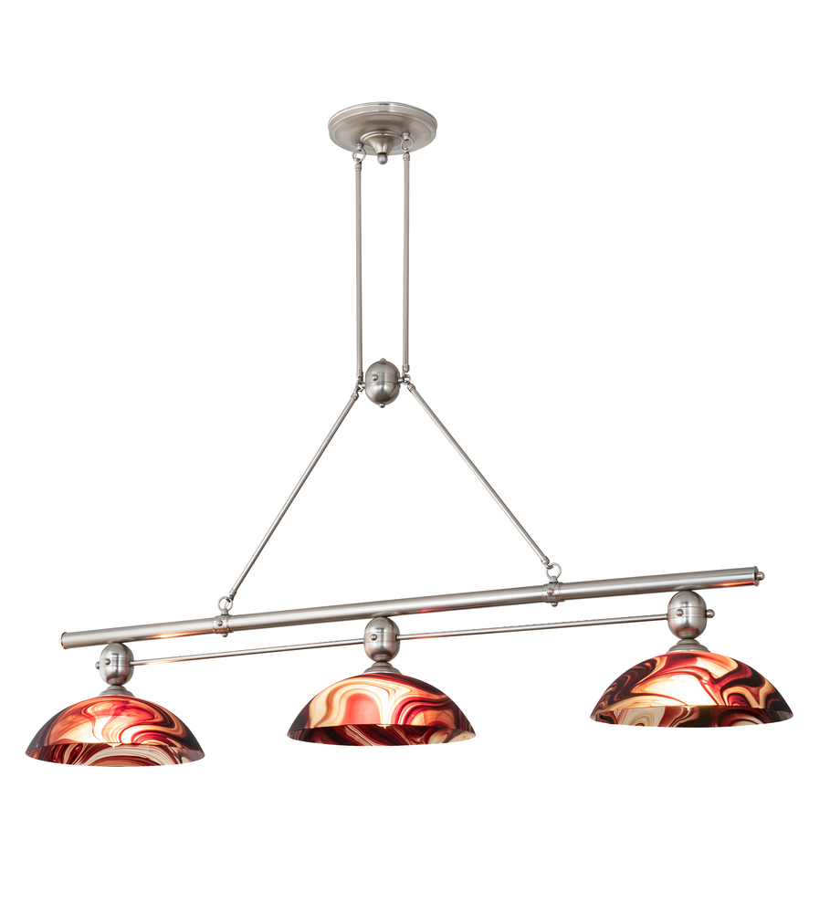 70&#34; Long Deco Ball 3 Light Cabernet Swirl Island Pendant