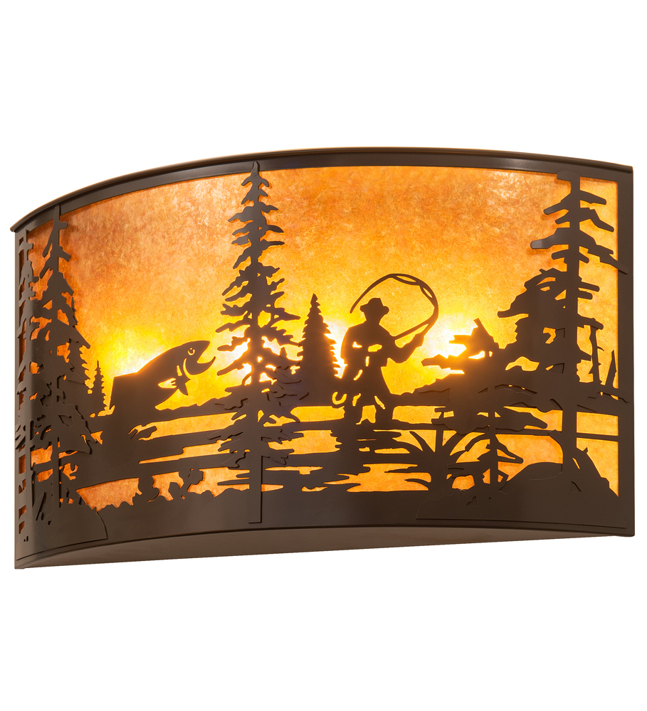 32&#34; Wide Fly Fishing Creek Wall Sconce