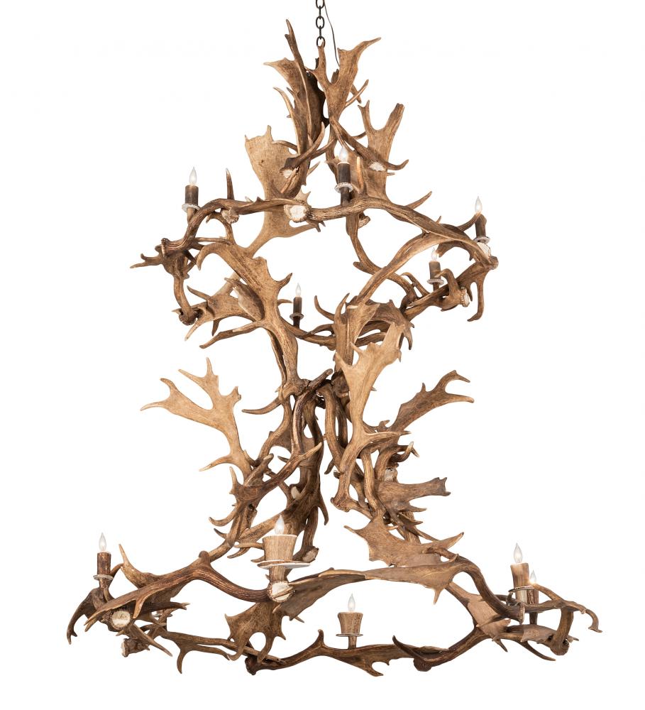 58&#34; Wide Antlers Fallow Deer 12 Light Chandelier