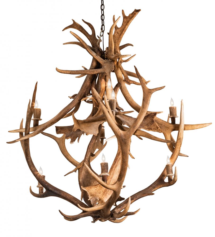 55&#34; Wide Antlers Elk & Fallow Deer 10 Light Chandelier