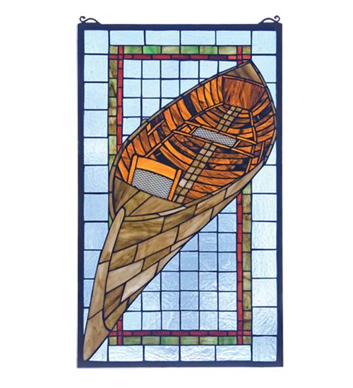 15&#34; Wide X 25&#34; High Guideboat Stained Glass Window