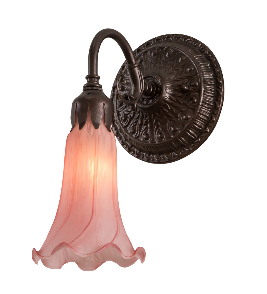 5&#34; Wide Pink Pond Lily Victorian Wall Sconce