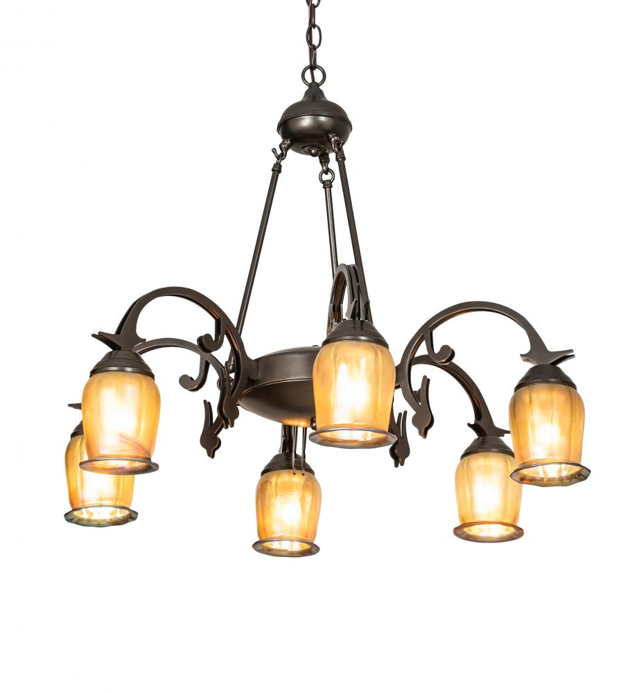 29&#34; Wide Revival Favrile 6 Light Chandelier