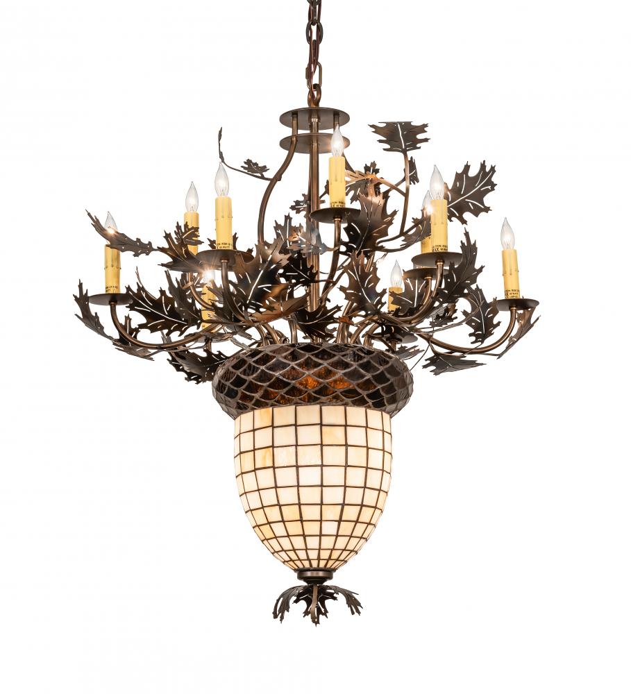 34&#34; Wide Oak Leaf & Acorn 9 Light Chandelier