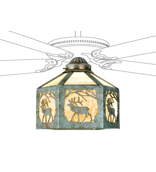 13&#34;W Lone Elk Fan Light Shade