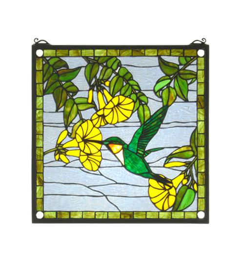 17&#34;W X 17&#34;H Hummingbird Stained Glass Window