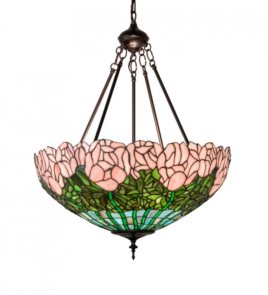 22&#34; Wide Tiffany Cabbage Rose Inverted Pendant