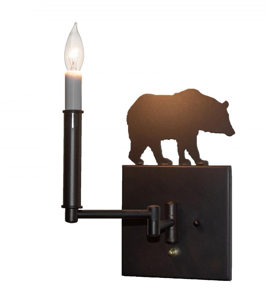 7&#34; Wide Lone Bear Swing Arm Wall Sconce