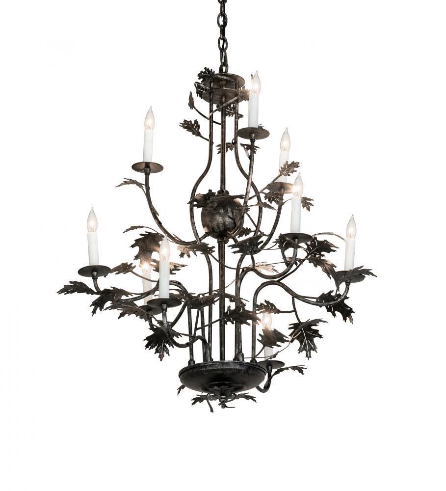 36&#34; Wide Oak Leaf 9 Light Chandelier