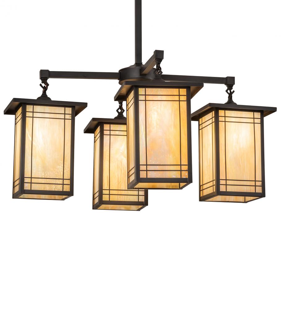 33&#34; Square Prairie Mission 4 Light Chandelier